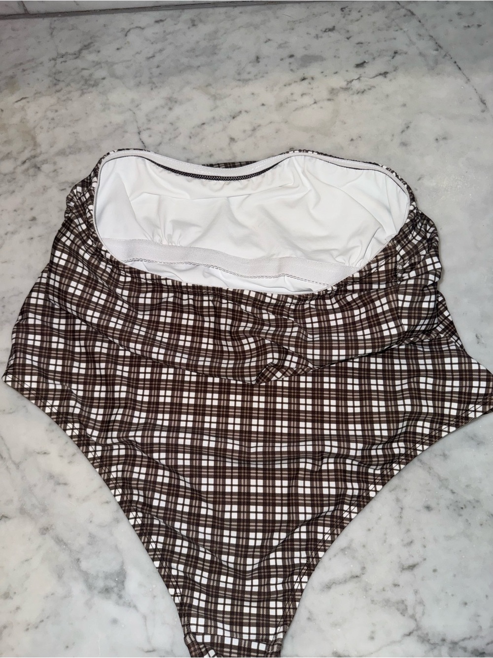 Afends Brown Plaid One-Piece Swimsuit